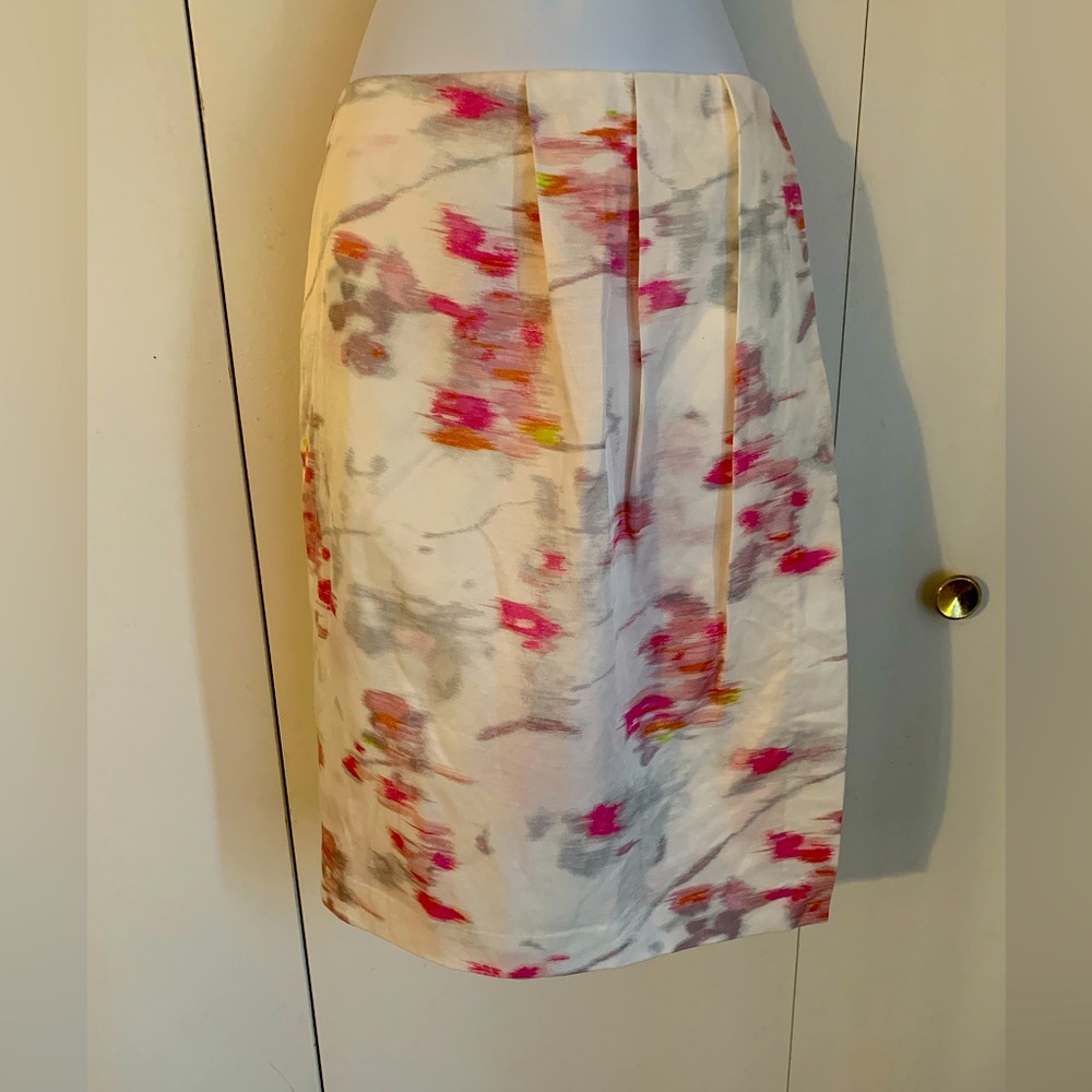 Banana Republic women’s white, pink & green linen blend skirt size 10/31